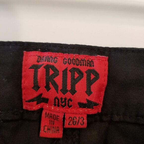 Tripp NYC Daang Goodman Women Skinny Pants Size 26 Black Leather Mesh Detail Y2K - Picture 6 of 7